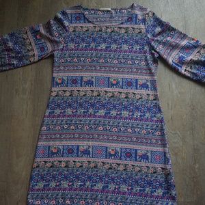 Blue Tribal Print Dresses